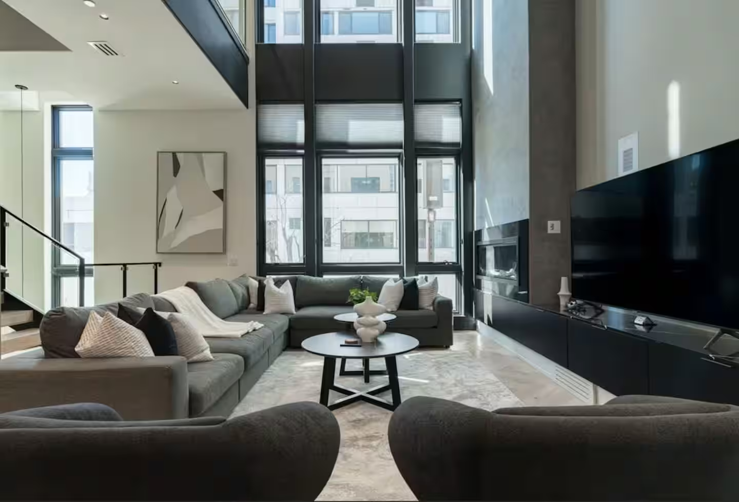 Bonsall Penthouse great room with skyline view